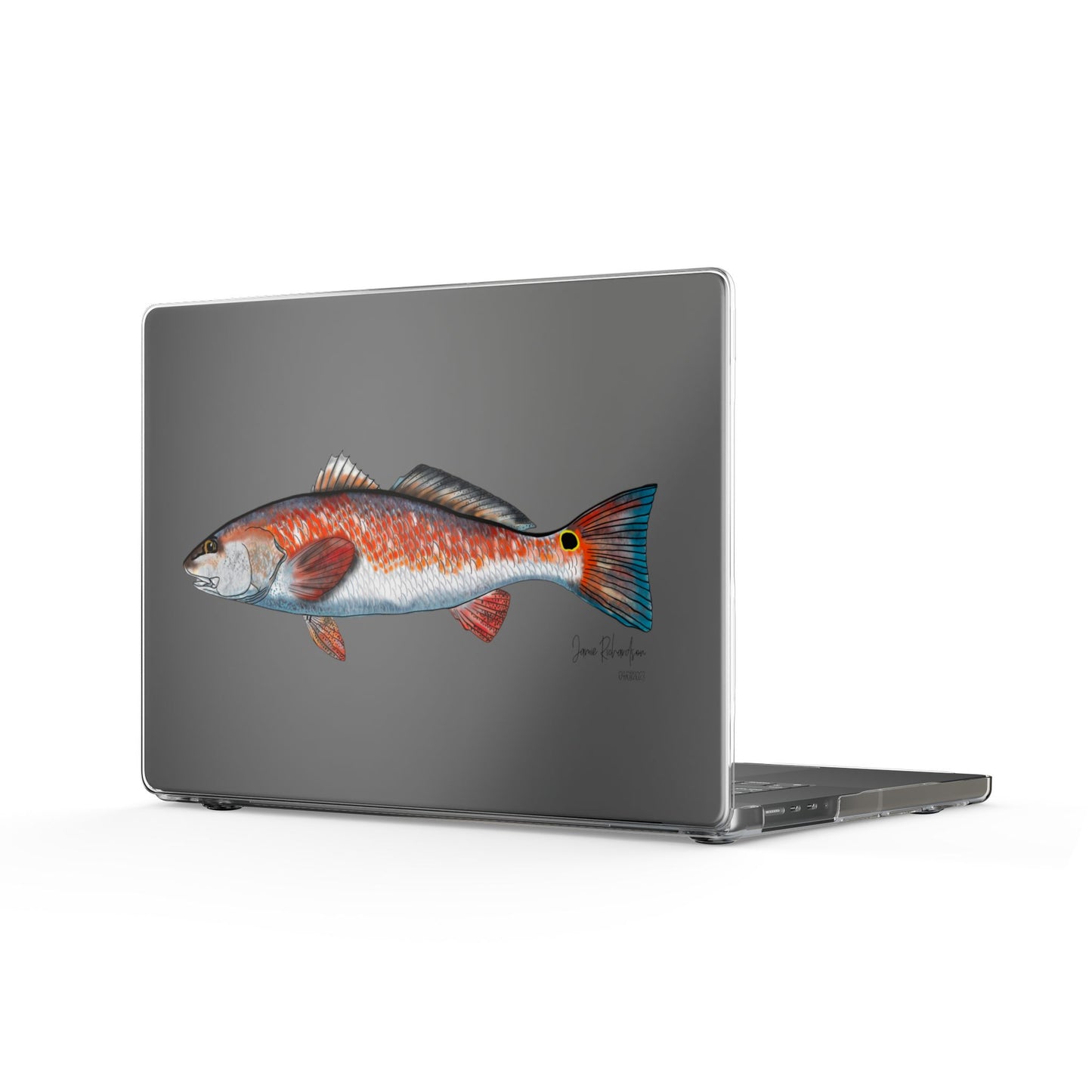 Clear MacBook Case — Colorful Redfish Illustration Laptop Cover