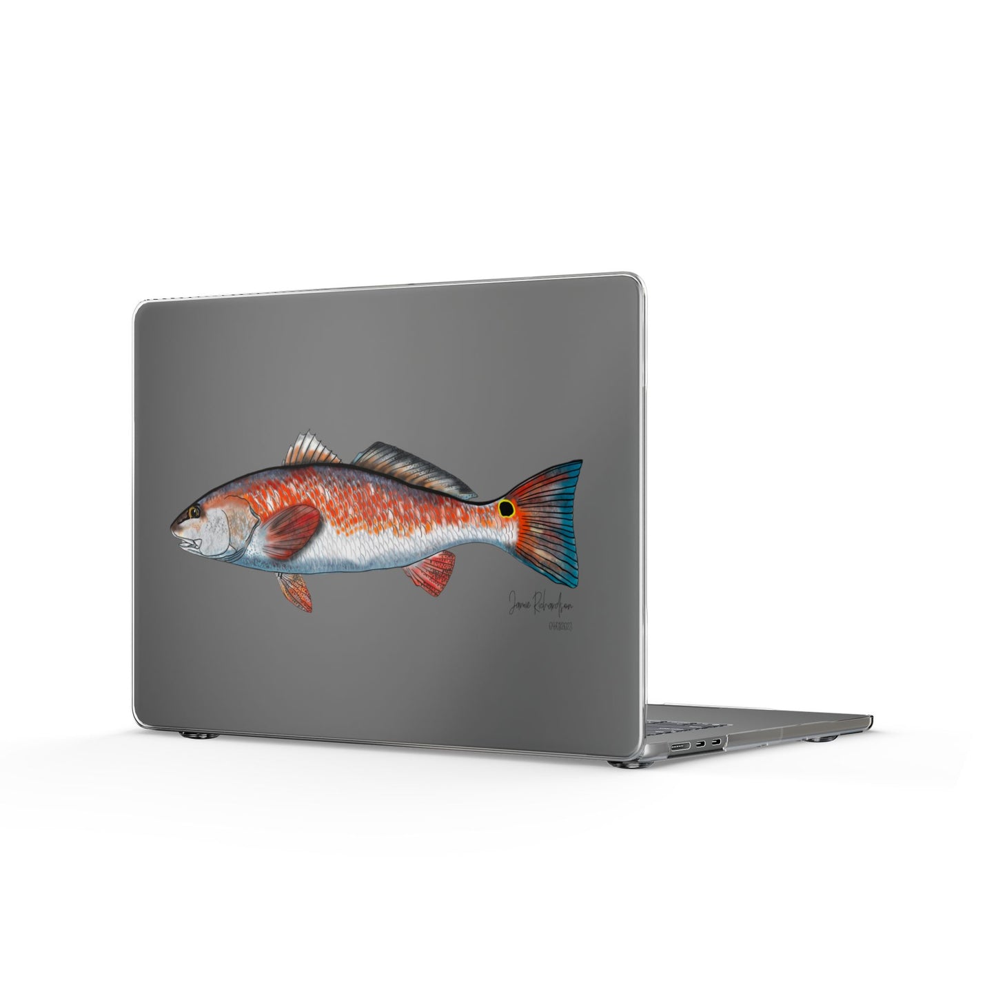 Clear MacBook Case — Colorful Redfish Illustration Laptop Cover