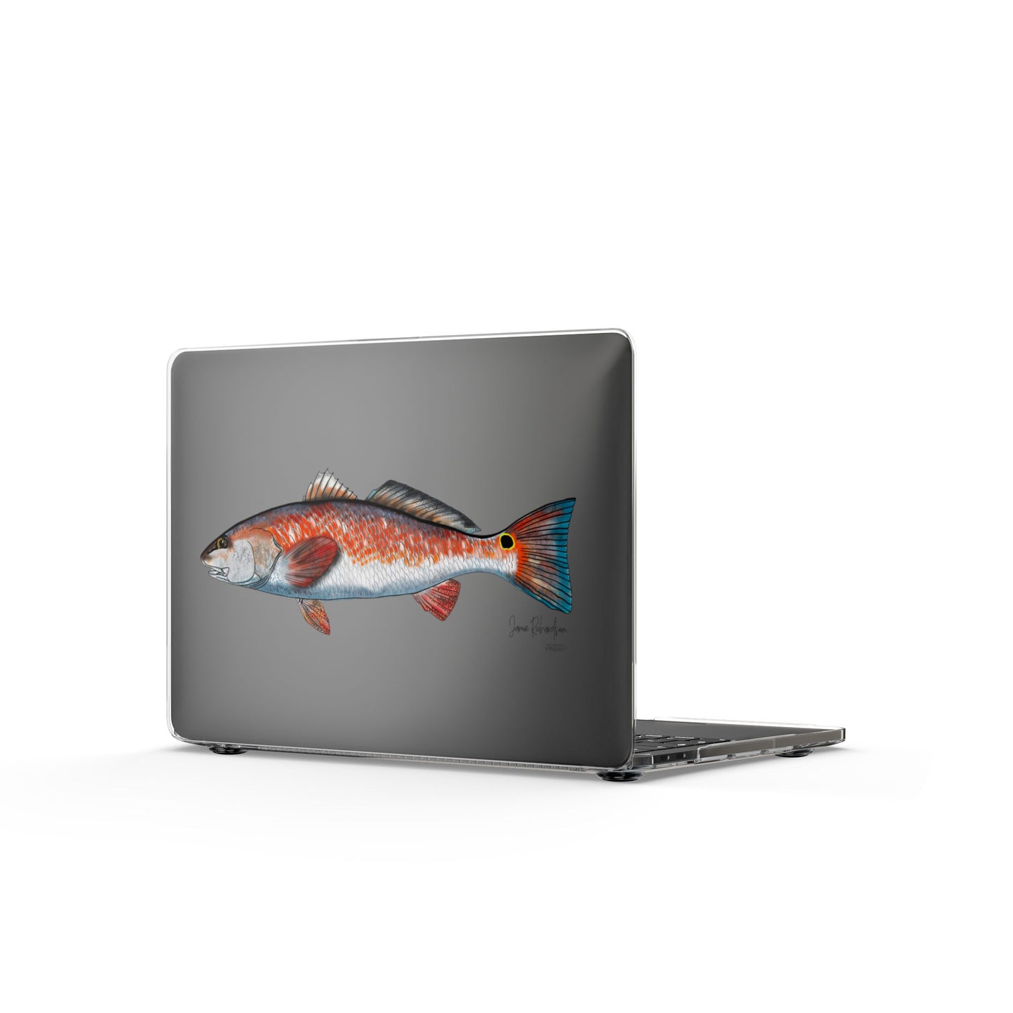Clear MacBook Case — Colorful Redfish Illustration Laptop Cover