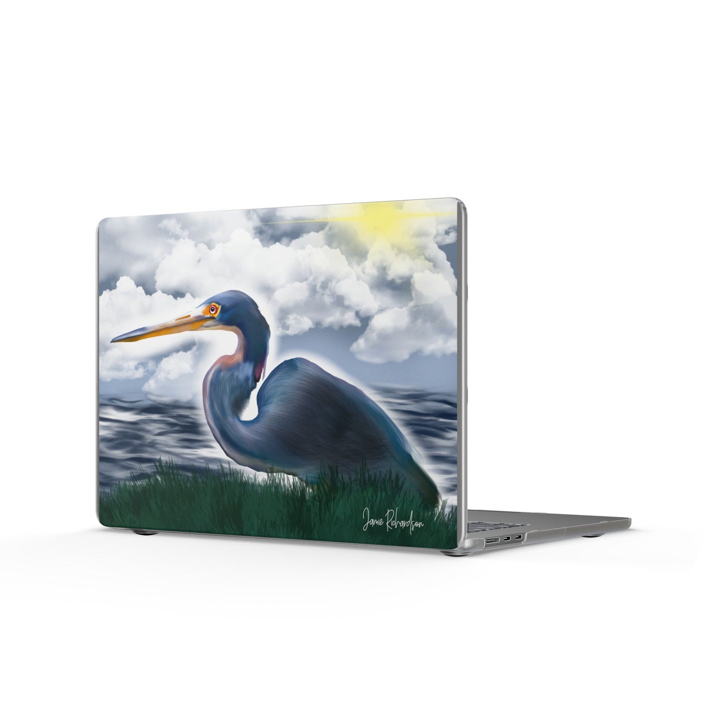 Harriet the Heron Matte MacBook Case — Louisiana Marsh Wildlife Design