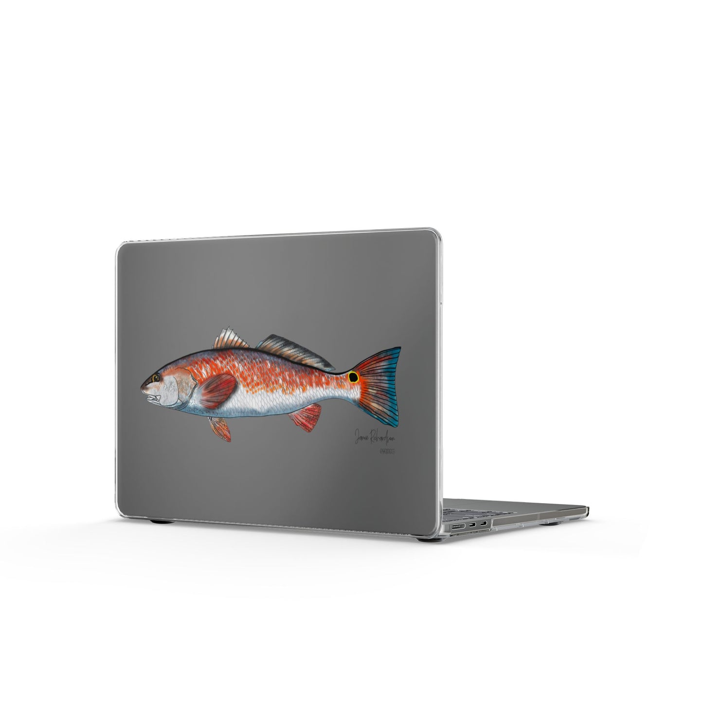 Clear MacBook Case — Colorful Redfish Illustration Laptop Cover