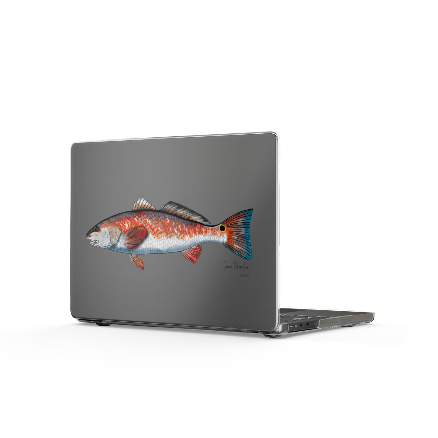 Clear MacBook Case — Colorful Redfish Illustration Laptop Cover